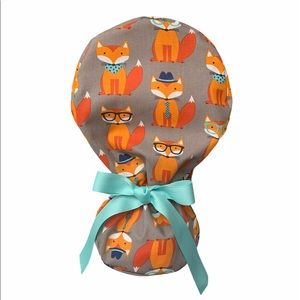 Mr. Fox Ponytail Scrub Cap, Nursing Cap, Surgical